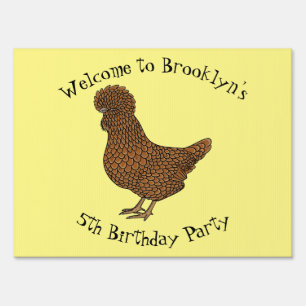 Chamois polish chicken cartoon illustration  sign