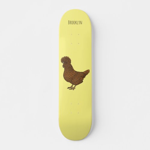 Chamois polish chicken cartoon illustration  skateboard