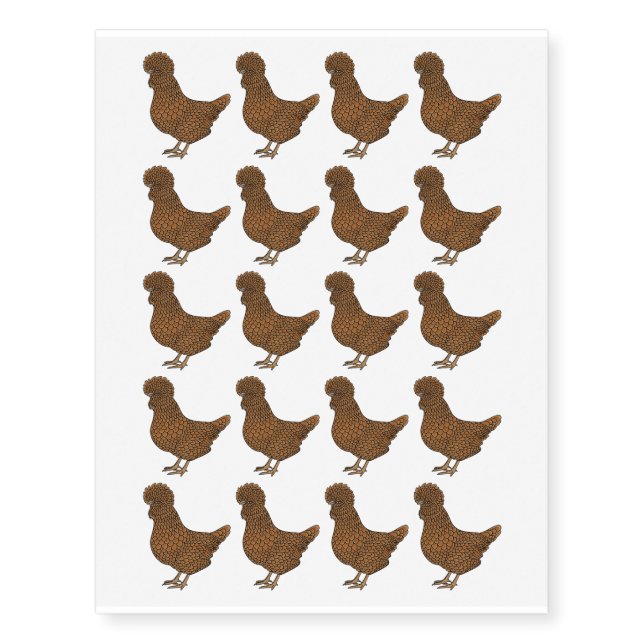 Chamois polish chicken cartoon illustration temporary tattoos (Front)