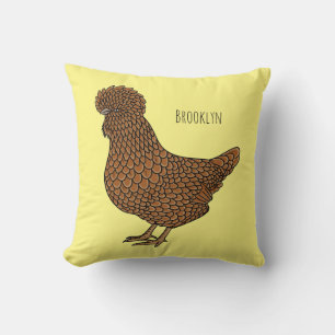 Chamois polish chicken cartoon illustration throw pillow