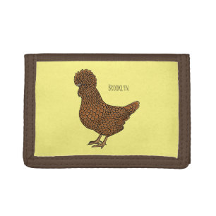 Chamois polish chicken cartoon illustration trifold wallet