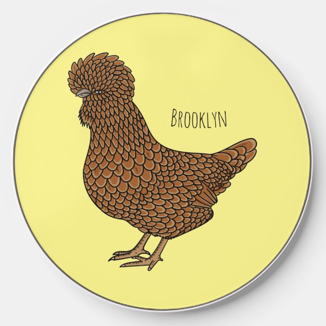 Chamois polish chicken cartoon illustration  wireless charger  (Front)