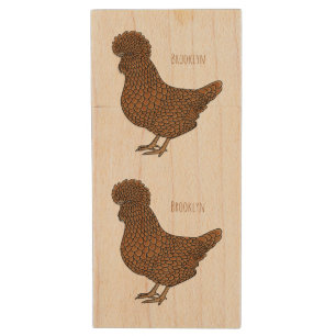 Chamois polish chicken cartoon illustration  wood flash drive