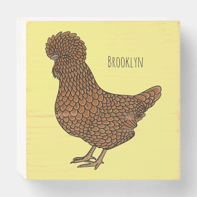 Chamois polish chicken cartoon illustration wooden box sign (Front Horizontal)