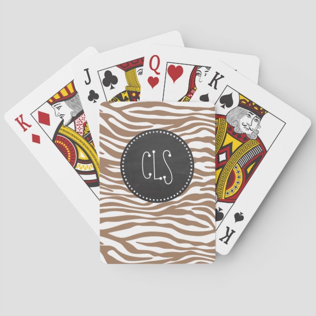 Chamoisee Zebra Animal Print; Chalkboard Poker Cards (Back)