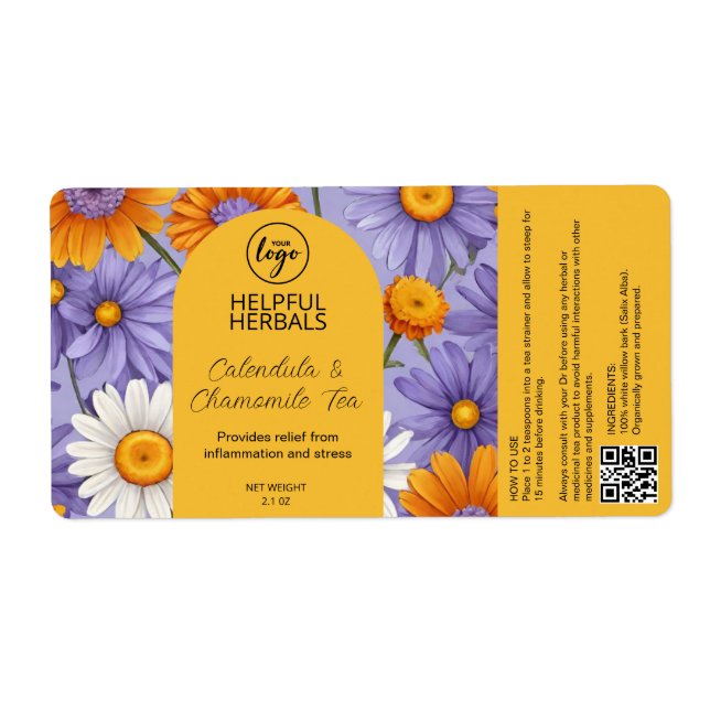 Chamomile And Calendula Tea Labels (Front)