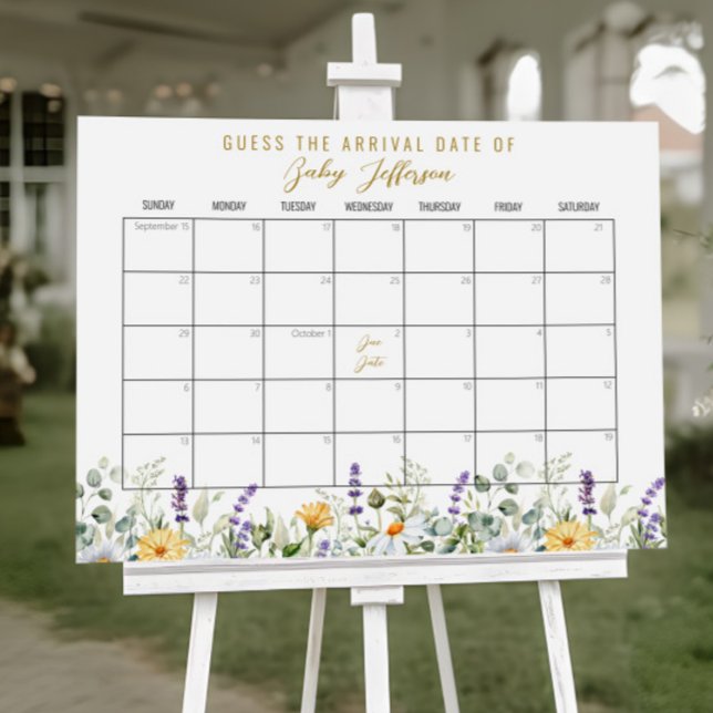 Chamomile Baby Shower Guess Due Date Calendar Poster (Creator Uploaded)