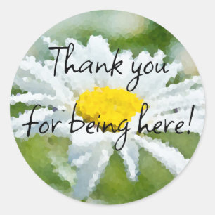Chamomile daisy flower oil painting effect sunny d classic round sticker