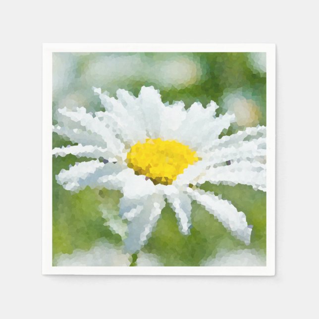 Chamomile daisy flower oil painting effect sunny d napkins (Front)