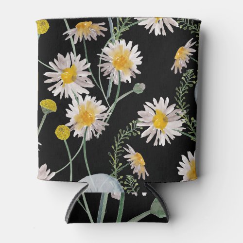 Chamomile dandelion watercolor pattern can cooler