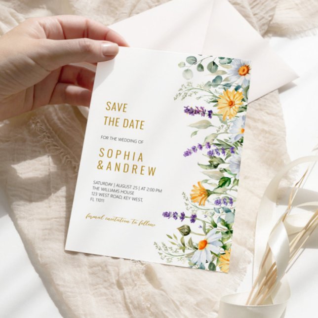 Chamomile & Eucalyptus Wedding Save the Date  Invitation (Creator Uploaded)