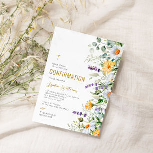 Chamomile & Eucalyptus Wildflowers Confirmation Invitation