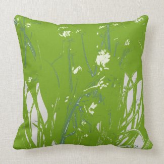 chamomile field green throw pillow