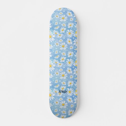 Chamomile Flower Blue  Name or Text Skateboard