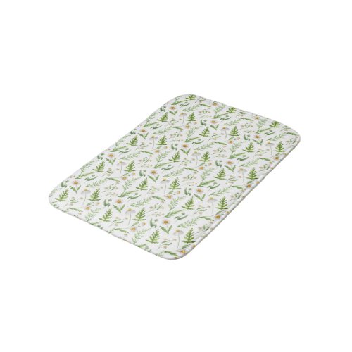 Chamomile Flower Botanical Rustic Pattern Bath Mat