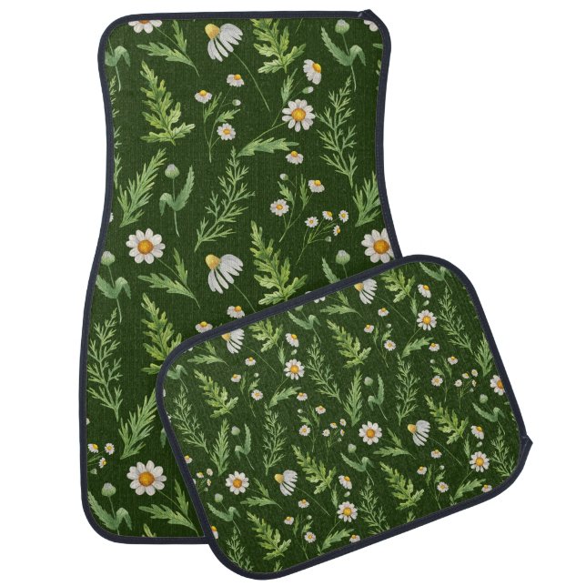 Chamomile Flower Botanical Rustic Pattern Car Floor Mat (Set)