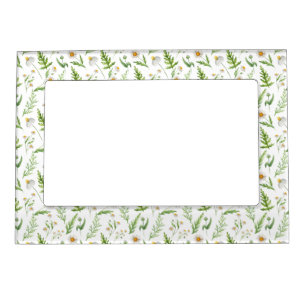 Chamomile Flower Botanical Rustic Pattern Magnetic Frame