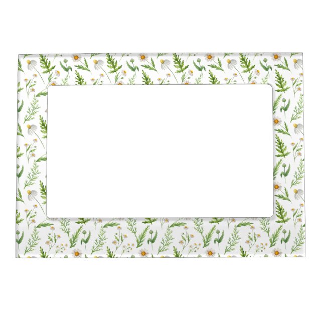 Chamomile Flower Botanical Rustic Pattern  Magnetic Frame (Front)
