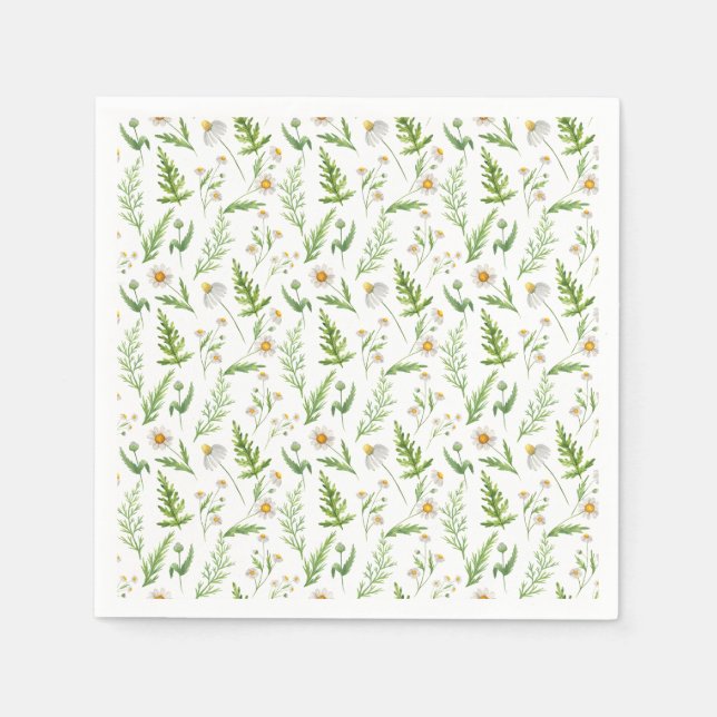 Chamomile Flower Botanical Rustic Pattern Napkins (Front)