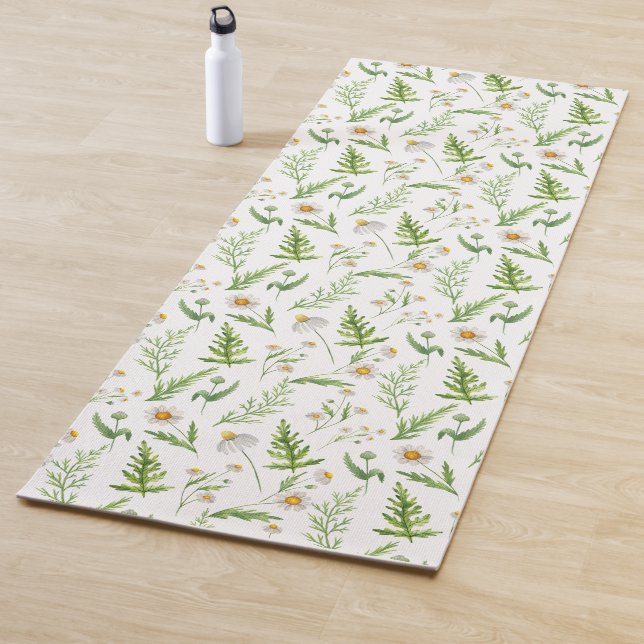 Chamomile Flower Botanical Rustic Pattern Yoga Mat (In Situ)
