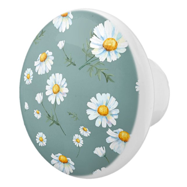 Chamomile Flower Pattern Ceramic Knob (Right)