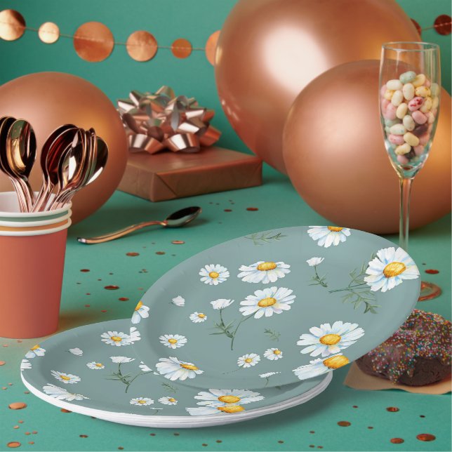 Chamomile Flower Pattern Paper Plates (Multi)