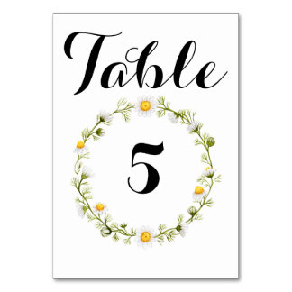 Chamomile Flower Wreath Table Number