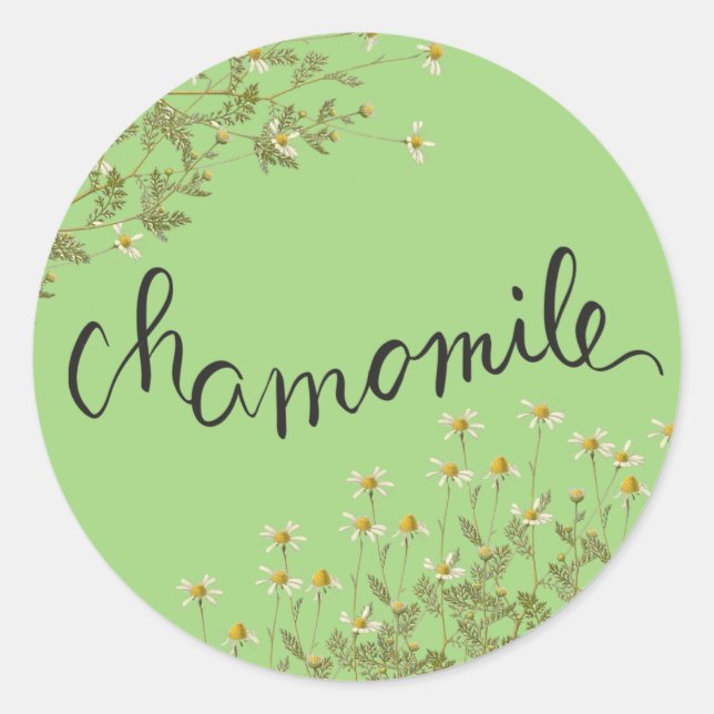 Chamomile flowers classic round sticker (Front)