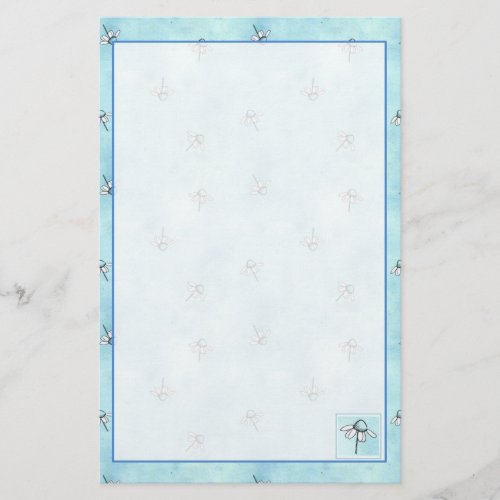 Chamomile Herbs Flower Blue Watercolor Stationery