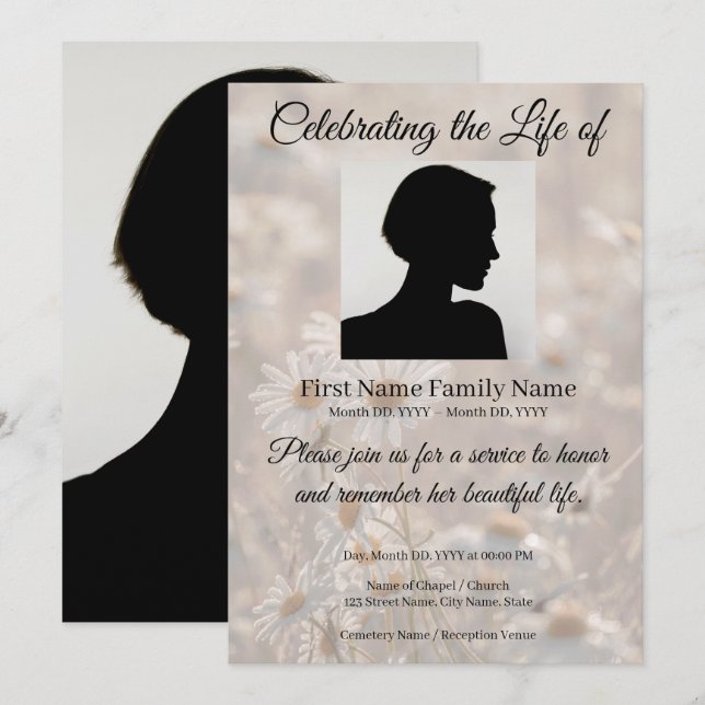 Chamomile memorial invitation (Front/Back)