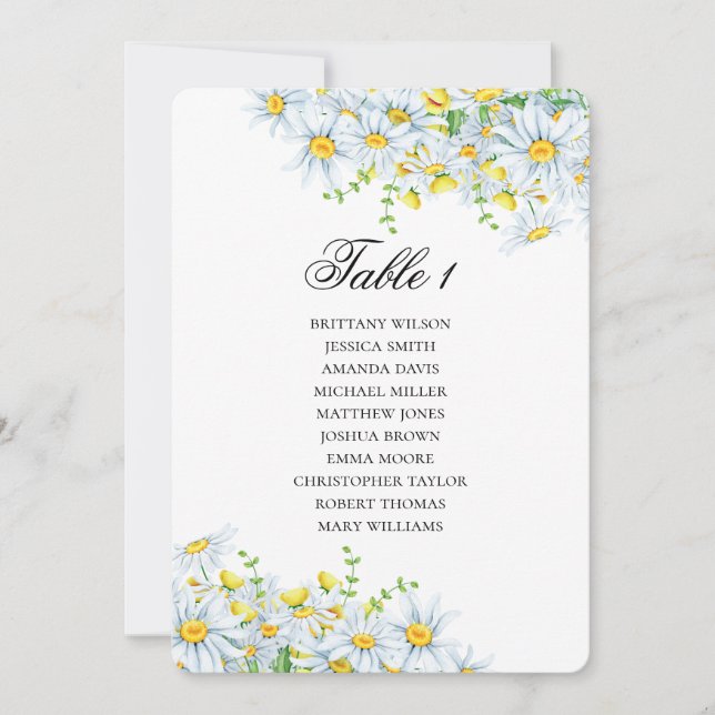 Chamomile seating chart. Summer flowers wedding Invitation (Front)