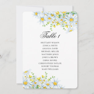 Chamomile seating chart. Summer flowers wedding Invitation