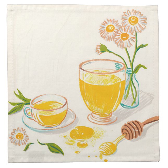 Chamomile Serenity – Tea & Honey Cloth Napkin (Front)