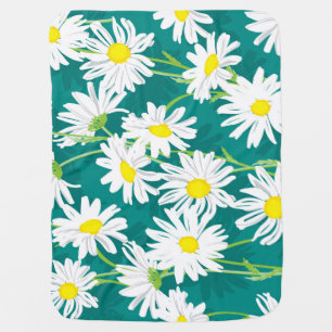 Chamomile Turquoise: Floral Seamless Illustration. Baby Blanket