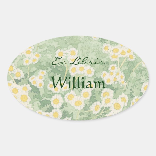 Chamomiles Ex Libris Oval Sticker (Front)