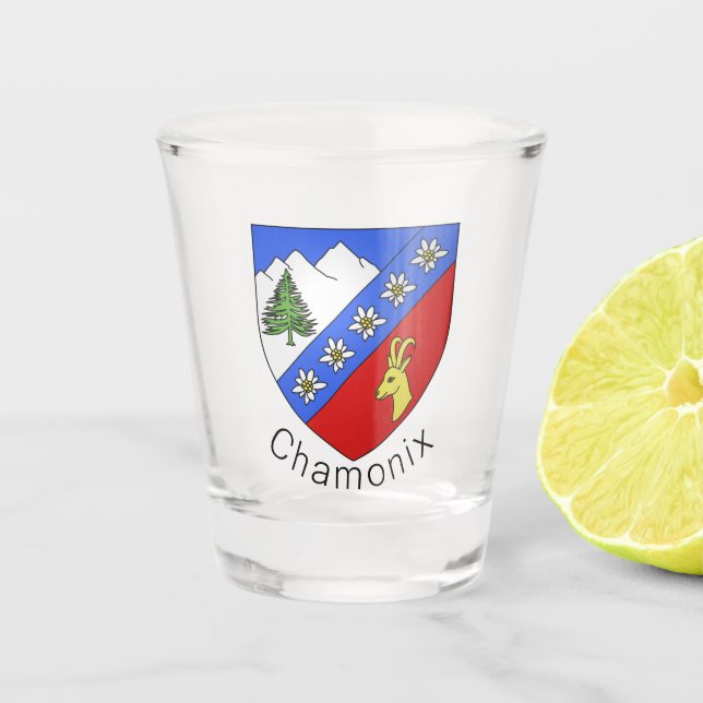 Chamonix coat of arms shot glass (Front)