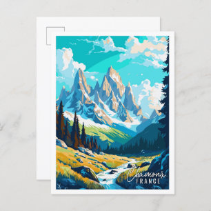 Chamonix Croatia vintage travel illustration Postcard