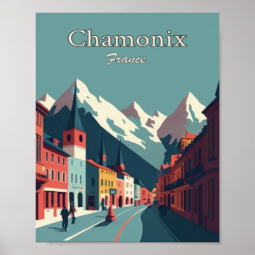 Chamonix France Minimalist Vintage Art Poster