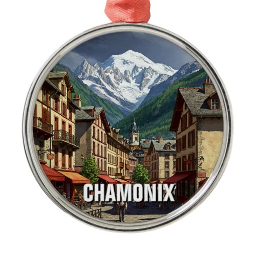 Chamonix France Mont Blanc Metal Ornament