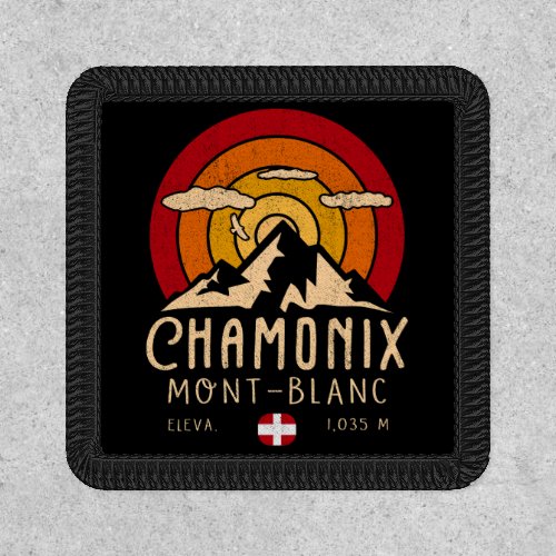 Chamonix France Retro Sunset Skiing Souvenirs 80s Patch