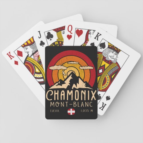Chamonix France Retro Sunset Skiing Souvenirs 80s Playing Cards