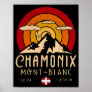 Chamonix France Retro Sunset Skiing Souvenirs 80s Poster