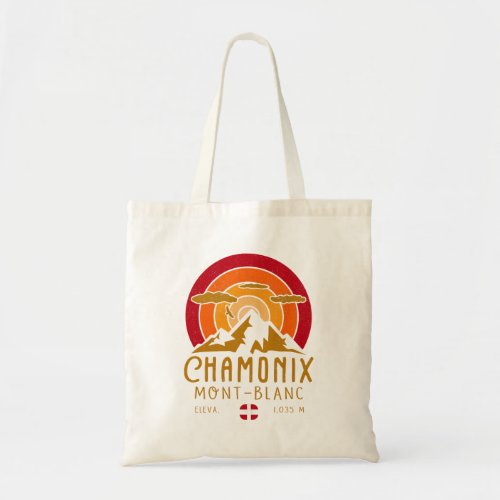 Chamonix France Retro Sunset Skiing Souvenirs 80s Tote Bag