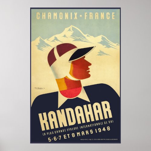 Chamonix France Ski Poster