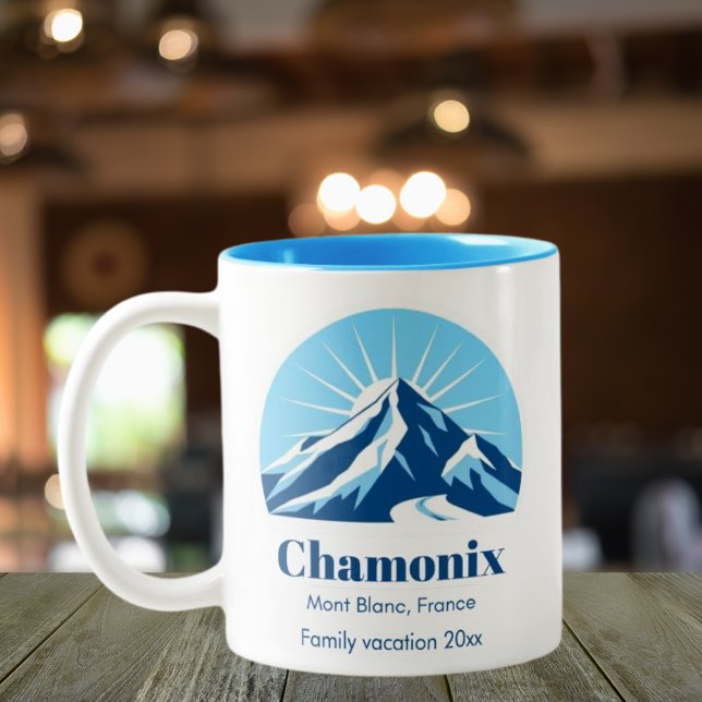 Chamonix France ski resort souvenir  Two-Tone Coffee Mug (Creator Uploaded)