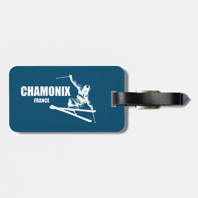 Chamonix France Skier Luggage Tag (Back Horizontal)