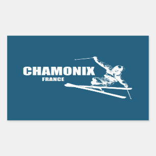 Chamonix France Skier Rectangular Sticker