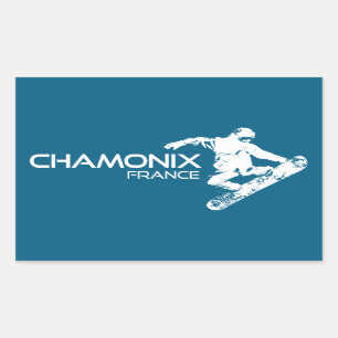 Chamonix France Snowboarder Rectangular Sticker