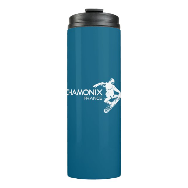 Chamonix France Snowboarder Thermal Tumbler (Front)