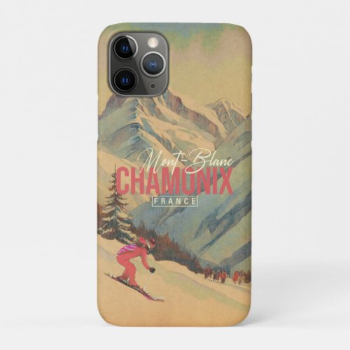 Chamonix France Vintage Mont Blanc Skiing 1950s iPhone 11 Pro Case